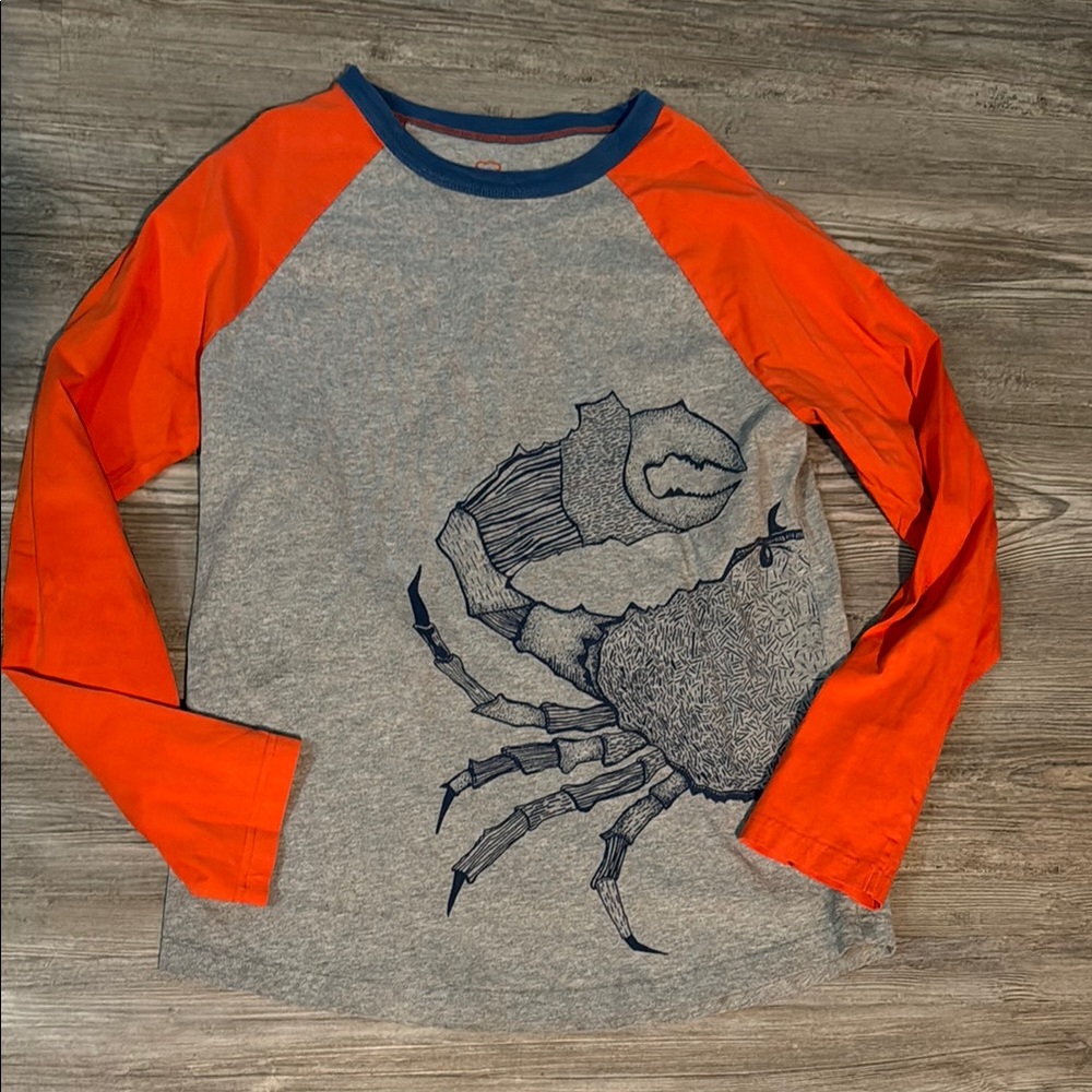 Mini Boden Gray and Orange Short Sleeve Tee